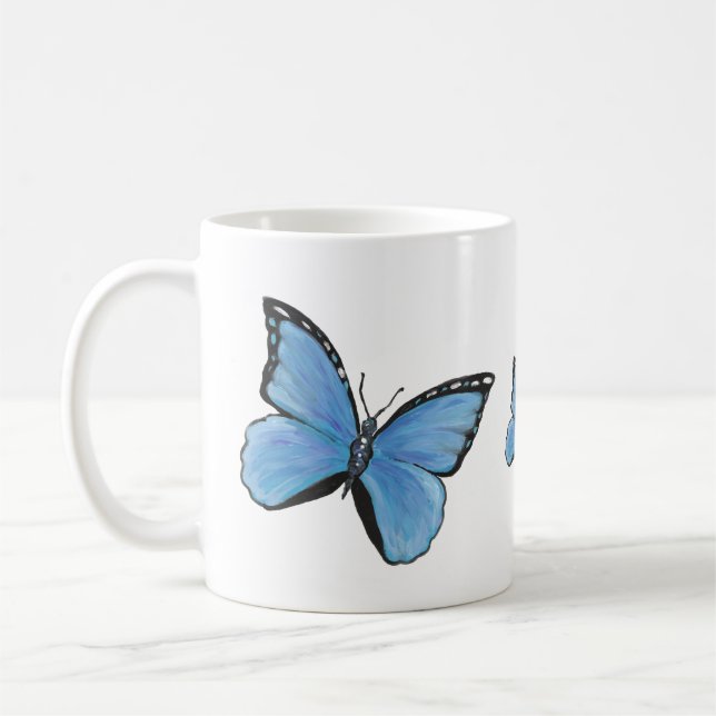 Taza De Café Cerámica de mariposa azul (Izquierda)
