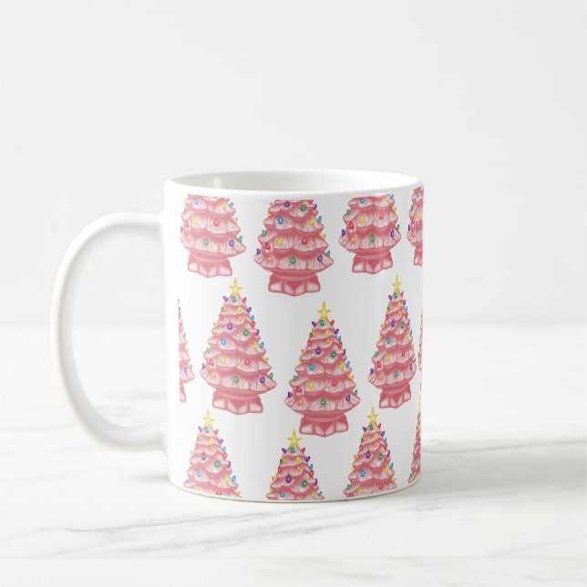 Taza De Café Cerámica rosa Xmas Árboles café Mug (Izquierda)