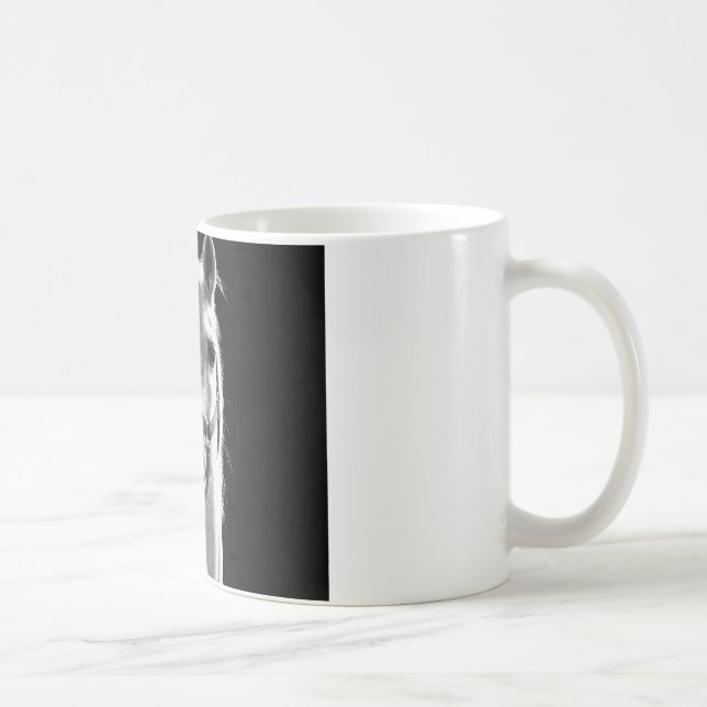 Taza De Café Cerco del caballo blanco negro en la noche (Derecha)