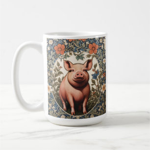 Taza De Café Cerdito Adorable Inspirado en William Morris