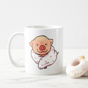 Taza De Café Cerdito bebé lindo envuelto en manta