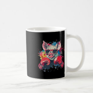 Taza De Café Cerdo Boxeador Con Guantes De Boxeo Kickboxing Div