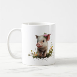 Taza De Café Cerdo con flores
