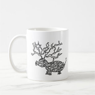 Taza De Café Cerdo Cornudo – Jabalí de Fantasía Surrealista Dib