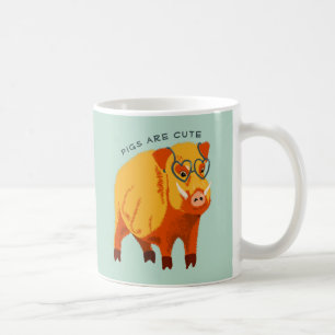 Taza De Café Cerdo Cuto - Cachorro Geek Con Gafas