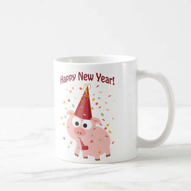 Taza De Café Cerdo de Año Nuevo Feliz (Derecha)