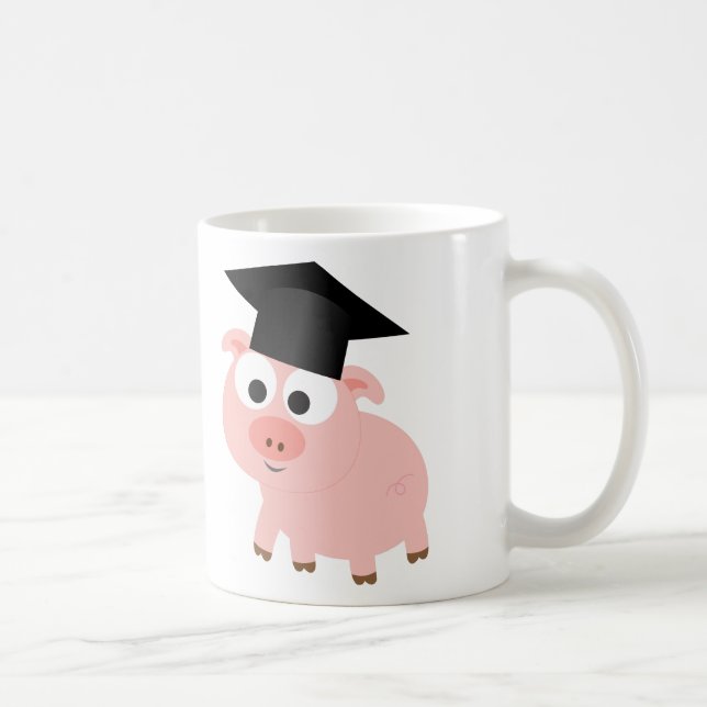 Taza De Café Cerdo de Graduación Adorable (Derecha)