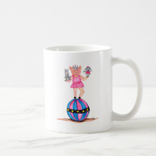 Taza De Café Cerdo de la bailarina con los caniches de