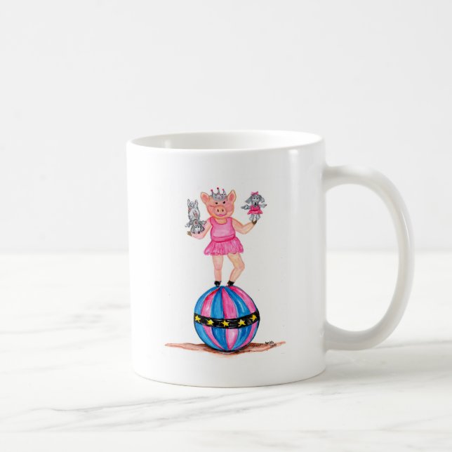 Taza De Café Cerdo de la bailarina con los caniches de (Derecha)