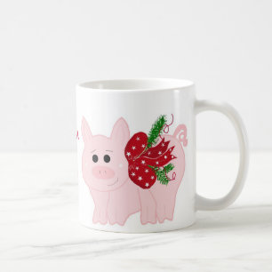 Taza De Café Cerdo de Navidad Humorístico con Frase