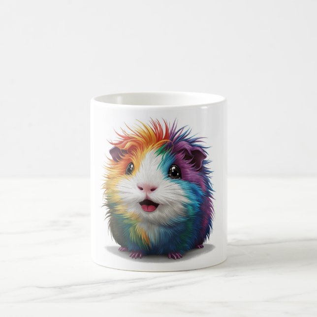 Taza De Café "Cerdo de Willy Guinea: Vibrante cabello arcoiris" (Centro)