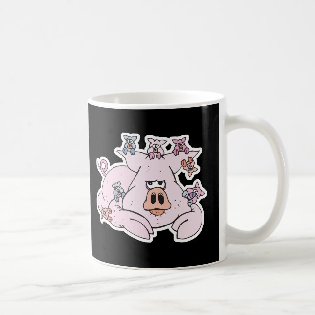 Taza De Café cerdo divertido con lechones (Derecha)