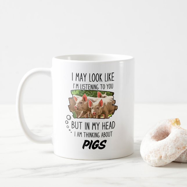 Taza De Café Cerdo divertido Lover Mug (Con donut)