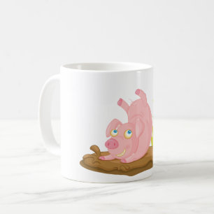 Taza De Café Cerdo Juguetón en Barro Animal de Granja Divertido