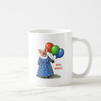 Taza De Café Cerdo lindo en el mejores vestido y globos: Feliz