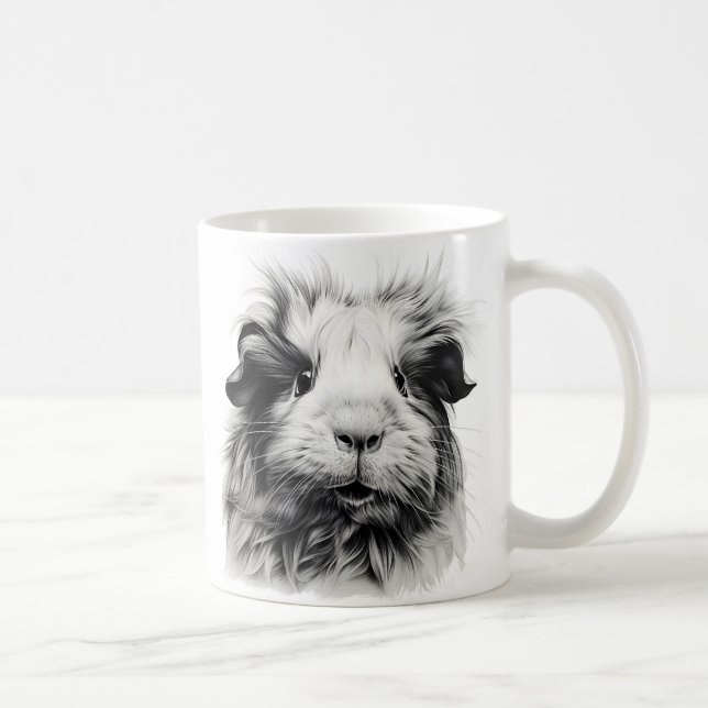 Taza De Café Cerdo monocromo de Guinea (Derecha)