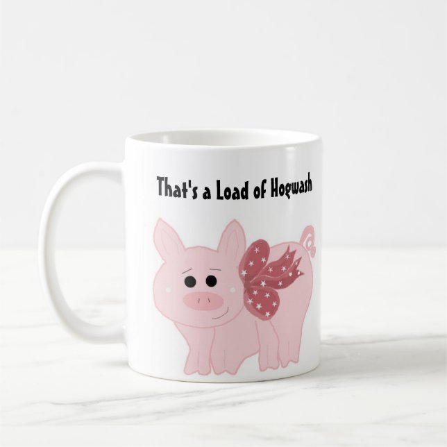 Taza De Café Cerdo Rosa Divertido con Frase (Izquierda)