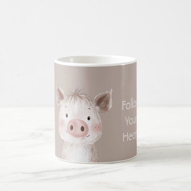Taza De Café Cerdo Rosa Feliz del Bosque (Centro)