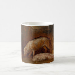 Taza De Café Cerdos en una estable (arte animal)