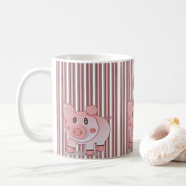 Taza De Café cerdos rosados (Con donut)