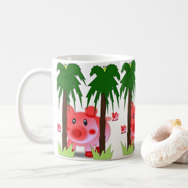 Taza De Café cerdos rosados (Con donut)