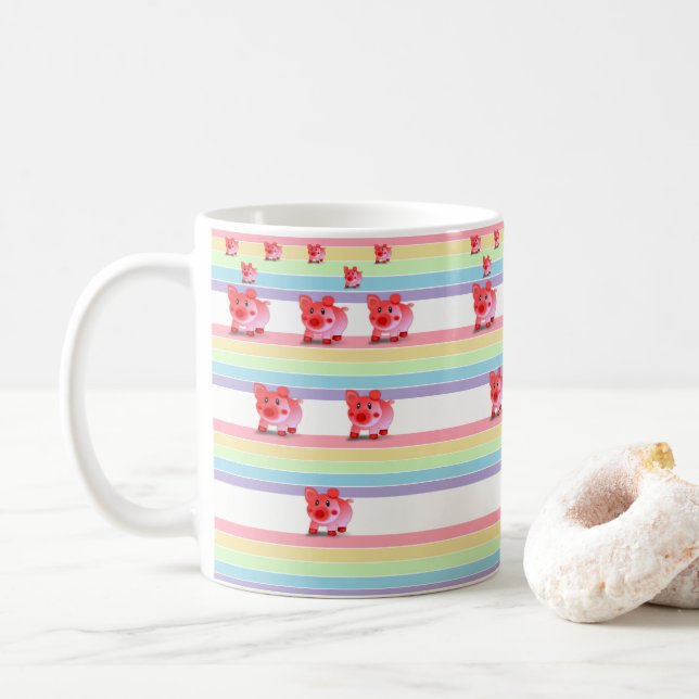 Taza De Café cerdos rosados (Con donut)