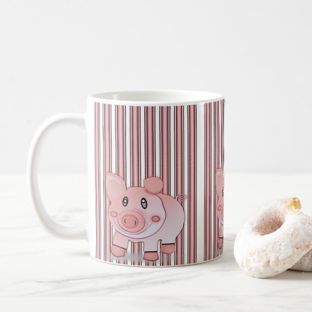 Taza De Café cerdos rosados (Con donut)