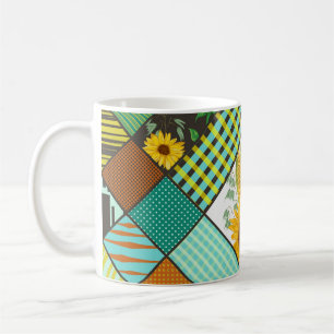 Taza De Café Cereales de patchwork, girasoles, motivos geométri