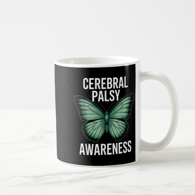 Taza De Café Cerebral Palsy Awareness Butterfly Suprters And Ad (Derecha)