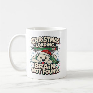 Taza De Café Cerebro de Navidad Cargando No Encontrado Oso Dive