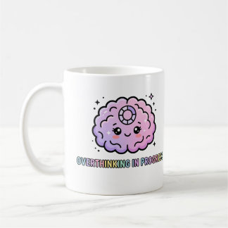 Taza De Café Cerebro Kawaii Divertido Pensando en Exceso en Pro