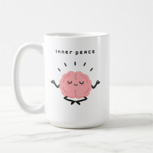 Taza De Café Cerebro Meditando Lindo & Paz Interior Minimalista
