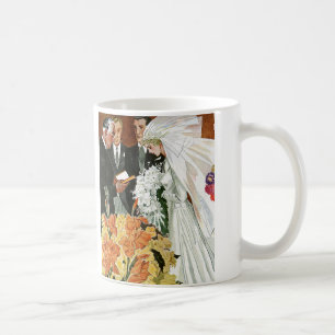 Taza De Café Ceremonia de bodas antiguas, recién casados de nov