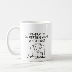 Taza De Café Ceremonia del abrigo blanco, estudiante de medicin
