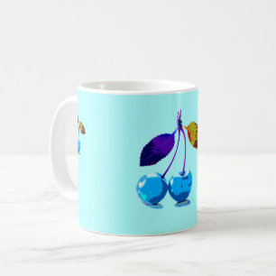 Taza De Café Cerezas azules brillantes