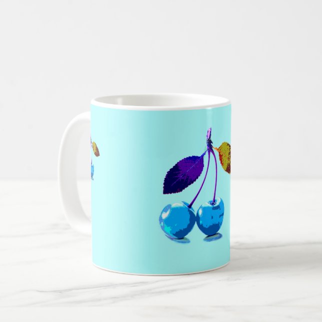 Taza De Café Cerezas azules brillantes (Anverso izquierdo)