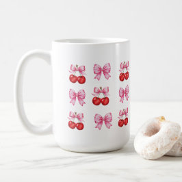 Taza De Café Cerezas de coqueta y arcos rosados
