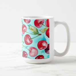 Taza De Café Cerezas dulces arte de cereza acuarela colorida