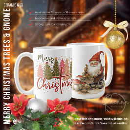Taza De Café Cerezo Árboles navideños y cerámica Gnome Mug