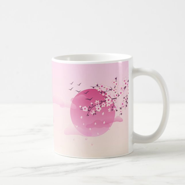 Taza De Café Cerezo Blossom Rising Sol Floral Rosa Girly (Derecha)
