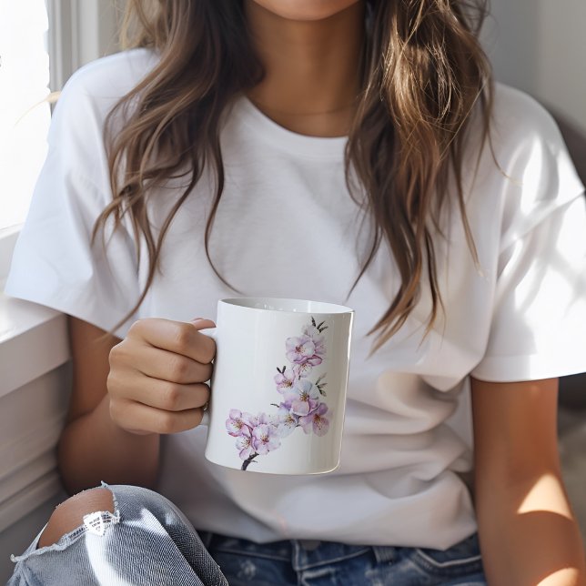 Taza De Café Cerezo Rosa Cerámica (Pink Cherry blossom personalised mug)