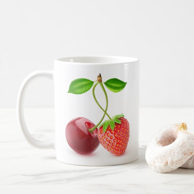 Taza De Café Cerezo y fresa juntos (Con donut)