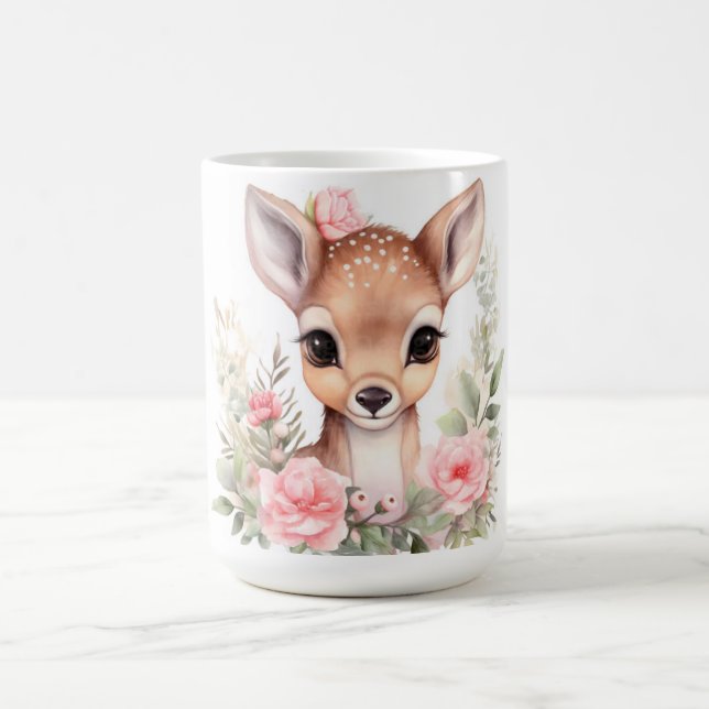 Taza De Café Cerf fleurs aquarelle sublimation (Centro)
