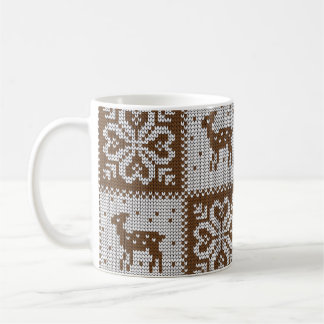 Taza De Café Cerneros de invierno de punto: patrón vintage.