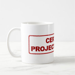 Taza de café certificada del gestor de proyecto