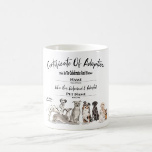 Taza De Café Certificado de adopción de perro de cachorro Masco