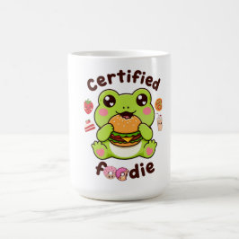 Taza De Café Certified Foodie Lindo y Kawaii Rana Comiendo Hamb