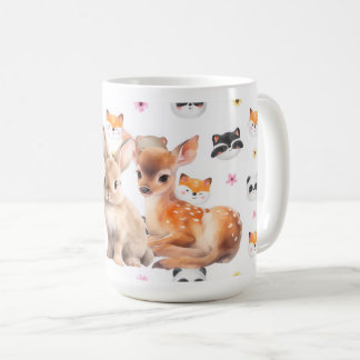Taza de café cervatillo conejos del bosque