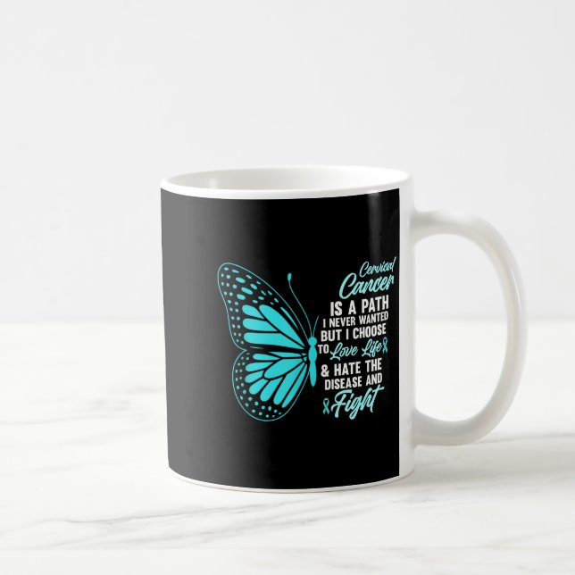 Taza De Café Cervical Cancer Awareness Butterfly Quote Suprt  (Derecha)