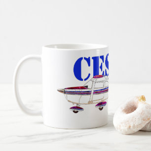 Taza De Café Cessna 172 Ilustracion Skyhawk Diseño de texto neg